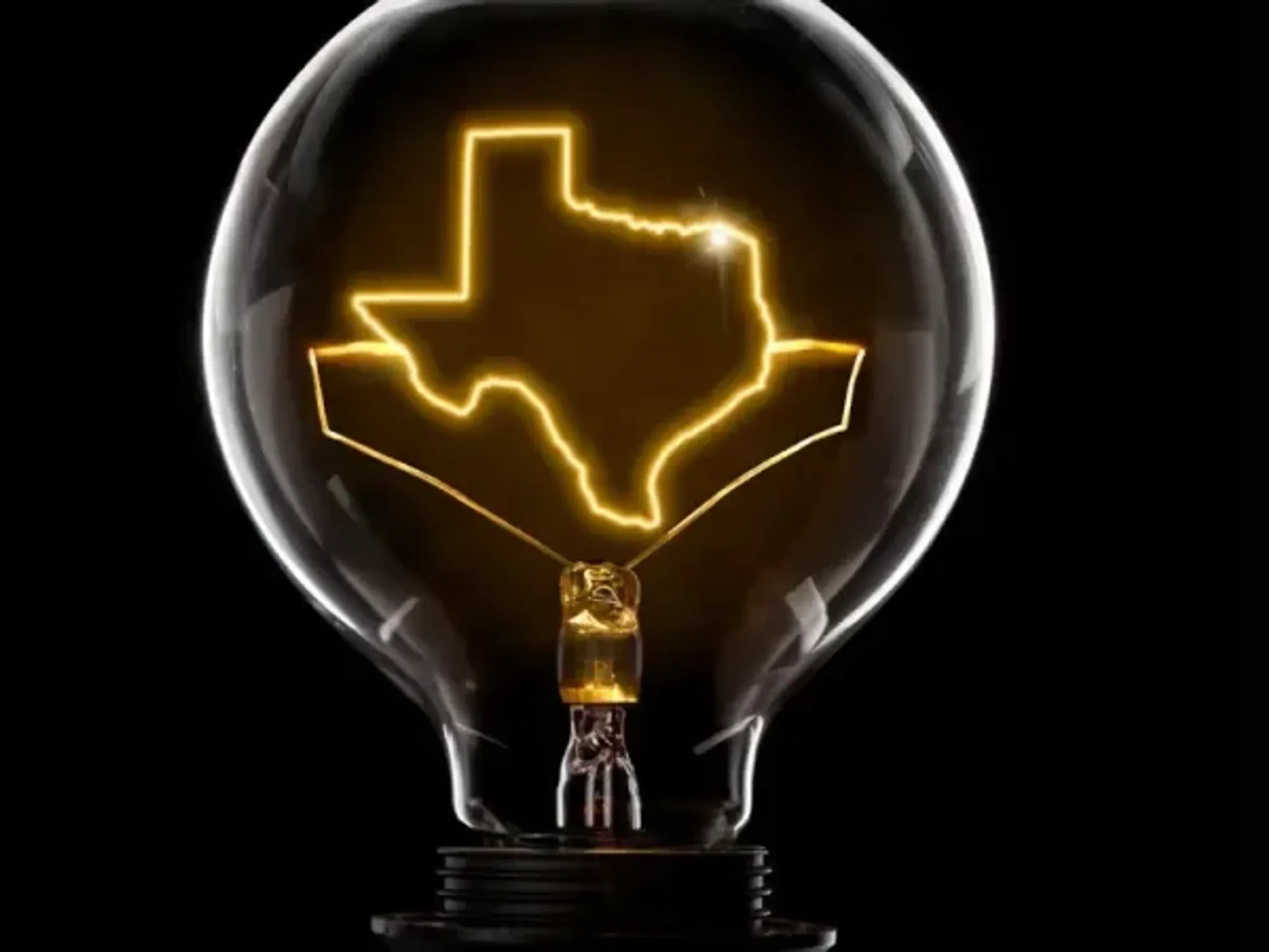 Outline of Texas in a light bulb