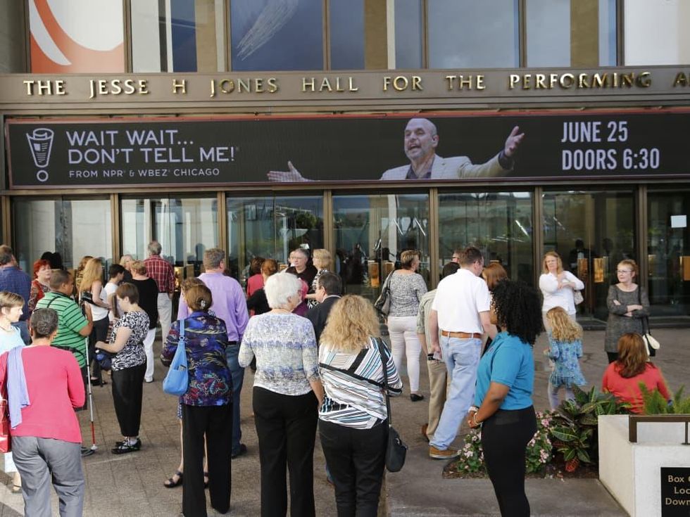 Outside of Jones Hall before taping of Wait Wait Don't Tell Me