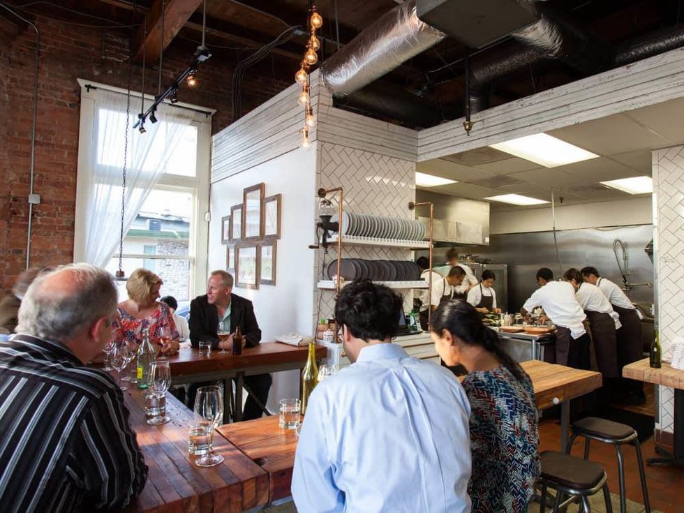 Oxheart Restaurant interior diners kitchen