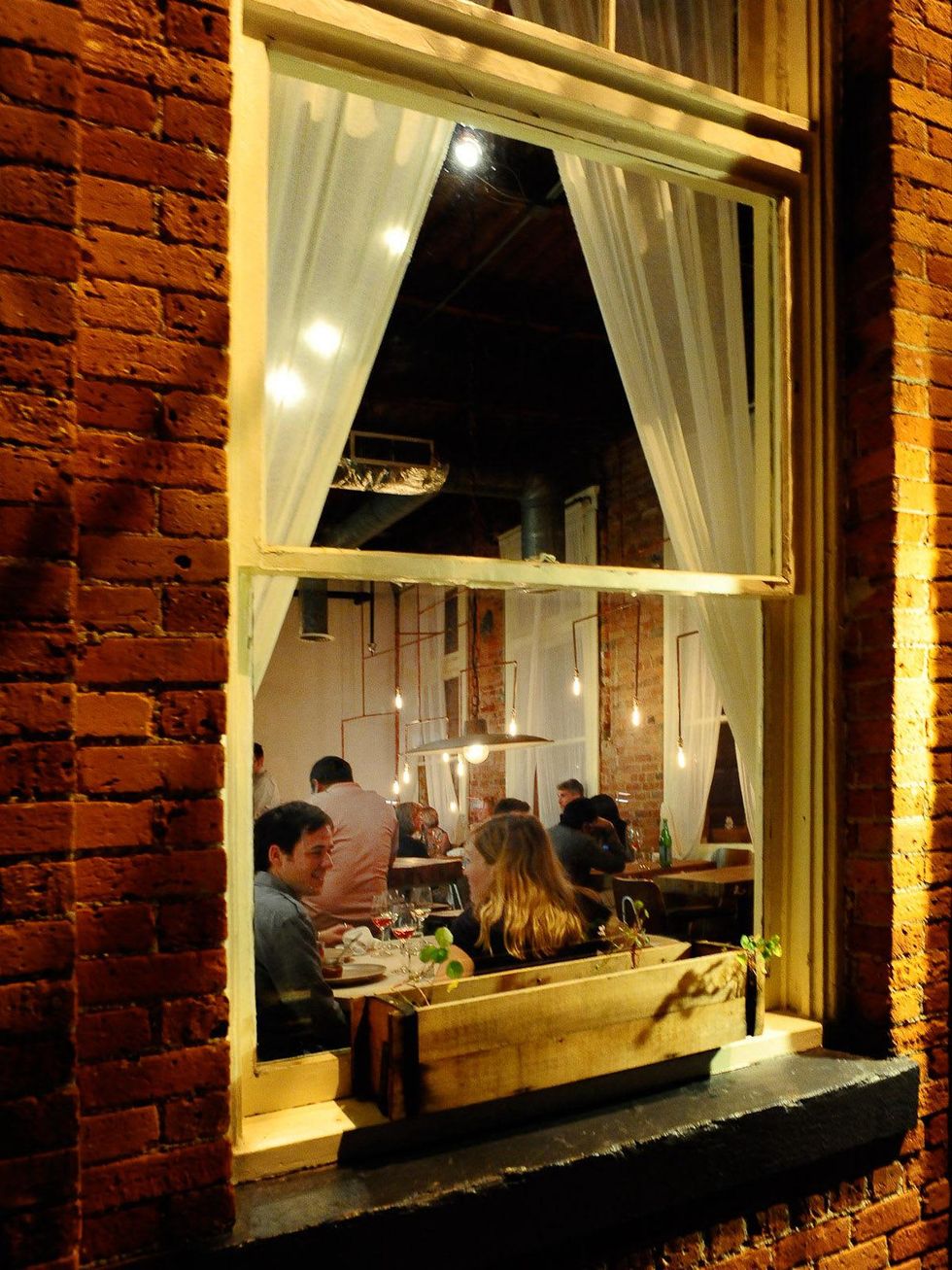 Oxheart Restaurant window diners planter box