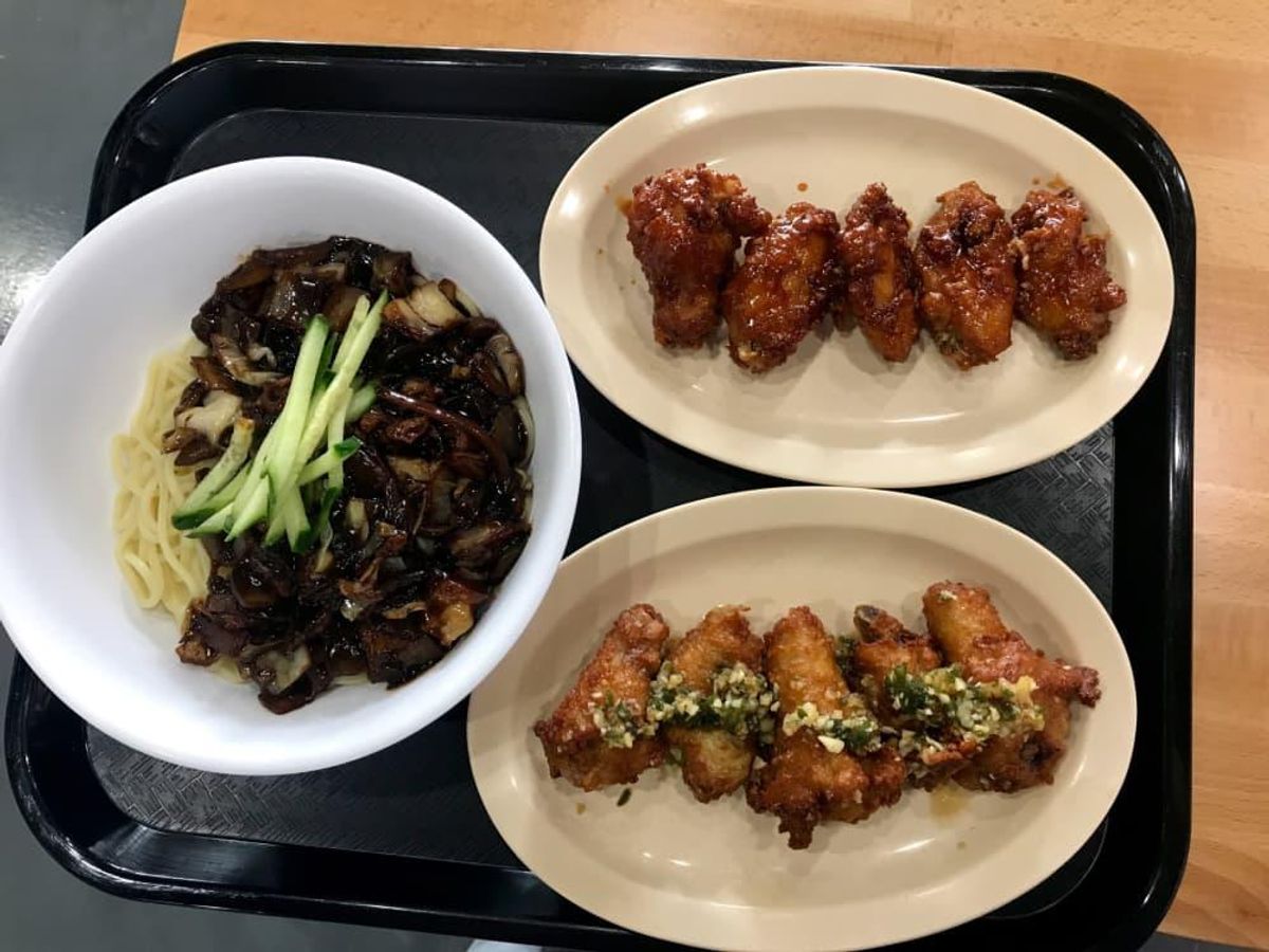 Jajangmyeon and wings at Paik's Noodle. CultureMap Houston