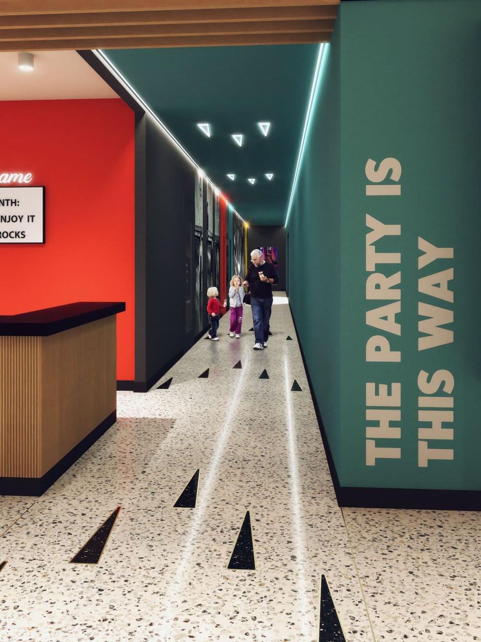 Palace Social rendering party room hallway