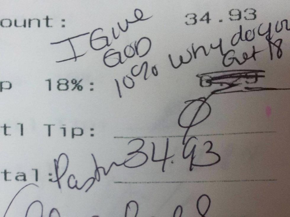 Pastor, tip, receipt, February 2013