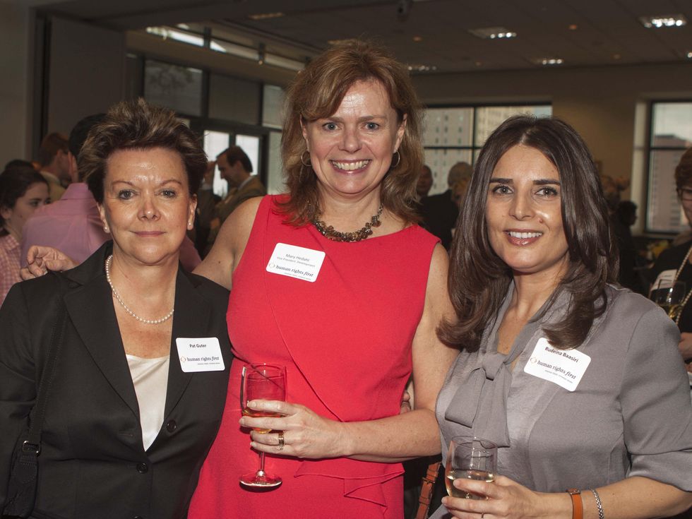 Pat Guter, Mary Hedahl and Rudeina Baasiri at Human Rights First office launch