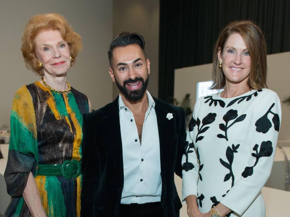 Patricia Jeffries, Fady Armanious, Stephanie Tsuru at Oscar de la Renta fashion show at MFAH