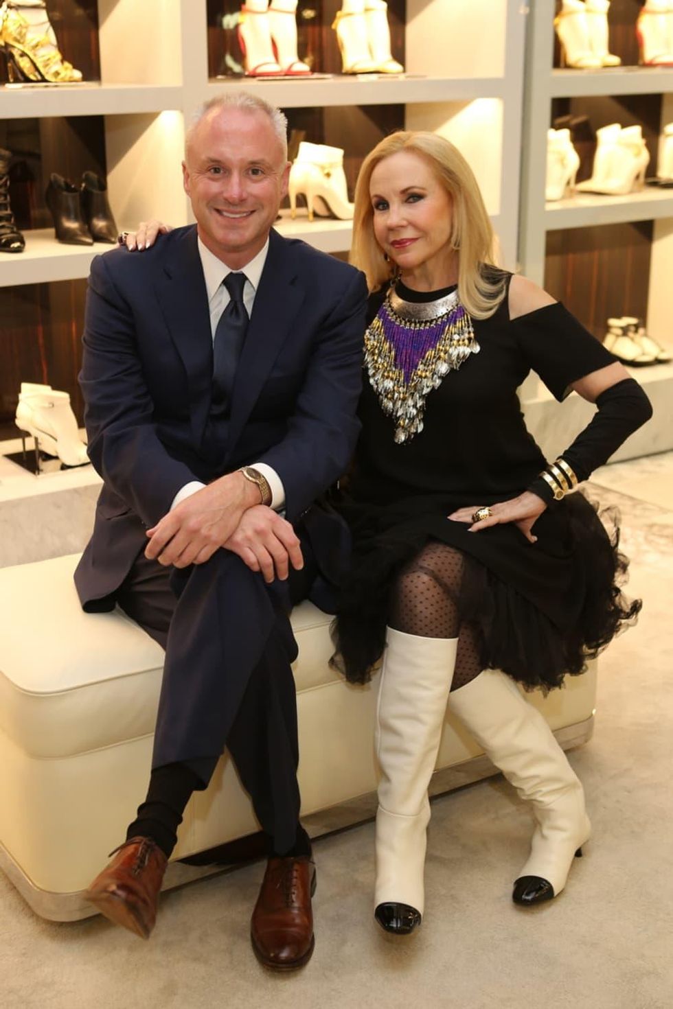 Paul Dickerson, Carolyn Farb at Blue Cure party at Tom Ford