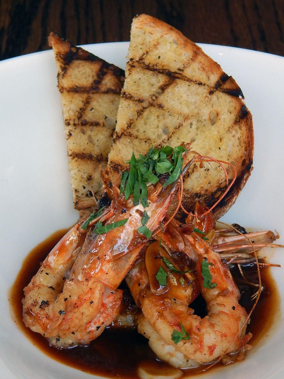 Paul's Kitchen food items September 2014 barbecue shrimp