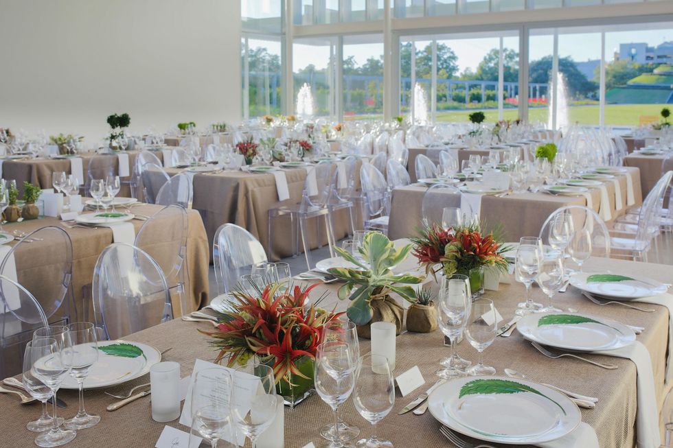 Pavilion dinner setting at the Hermann Park Centennial Gardens inaugural dinner October 2014