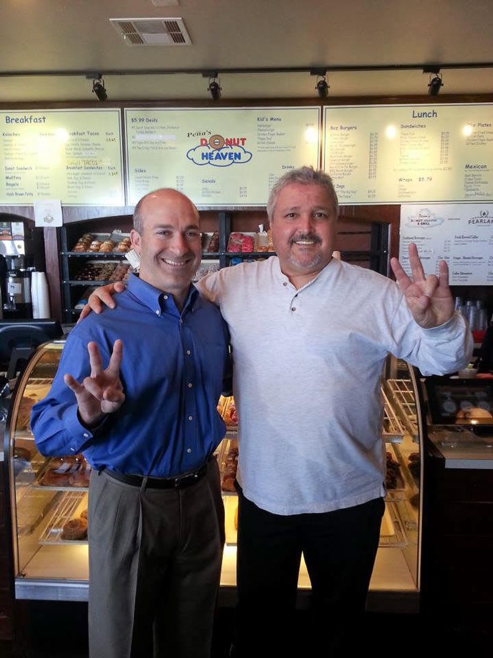 Pena's Donut Heaven & Grill UH head football coach Tony Levine and Ray Pena