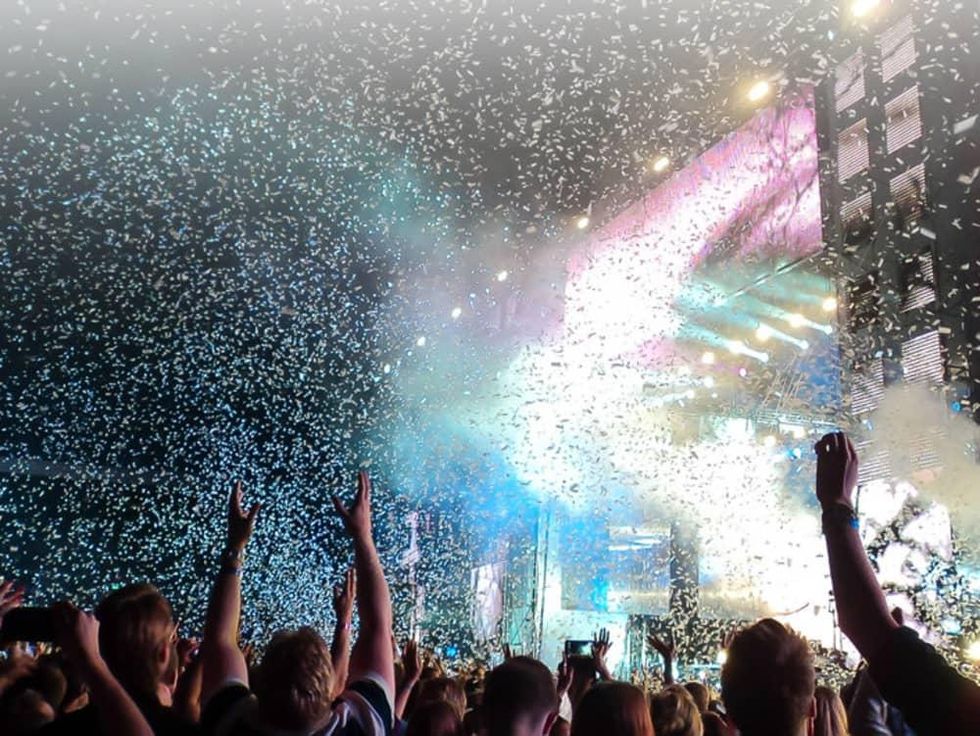 People attending a concert