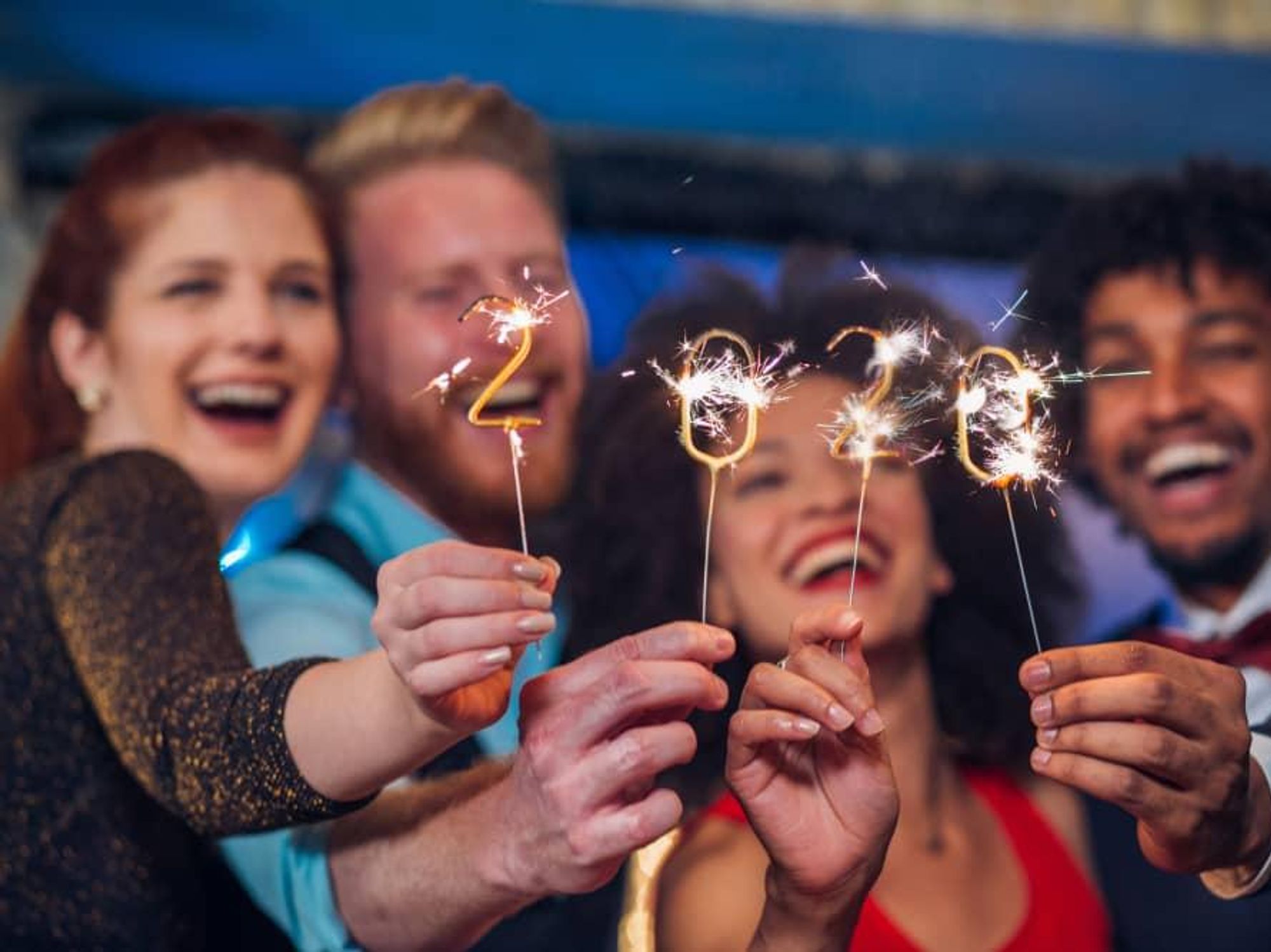 People celebrating New Year's Eve 2020