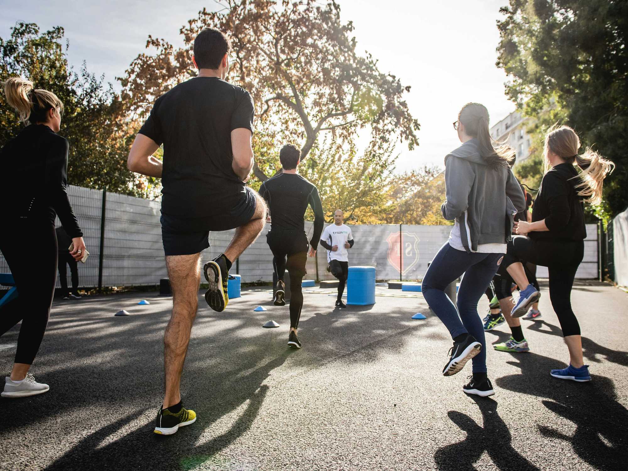 People exercising