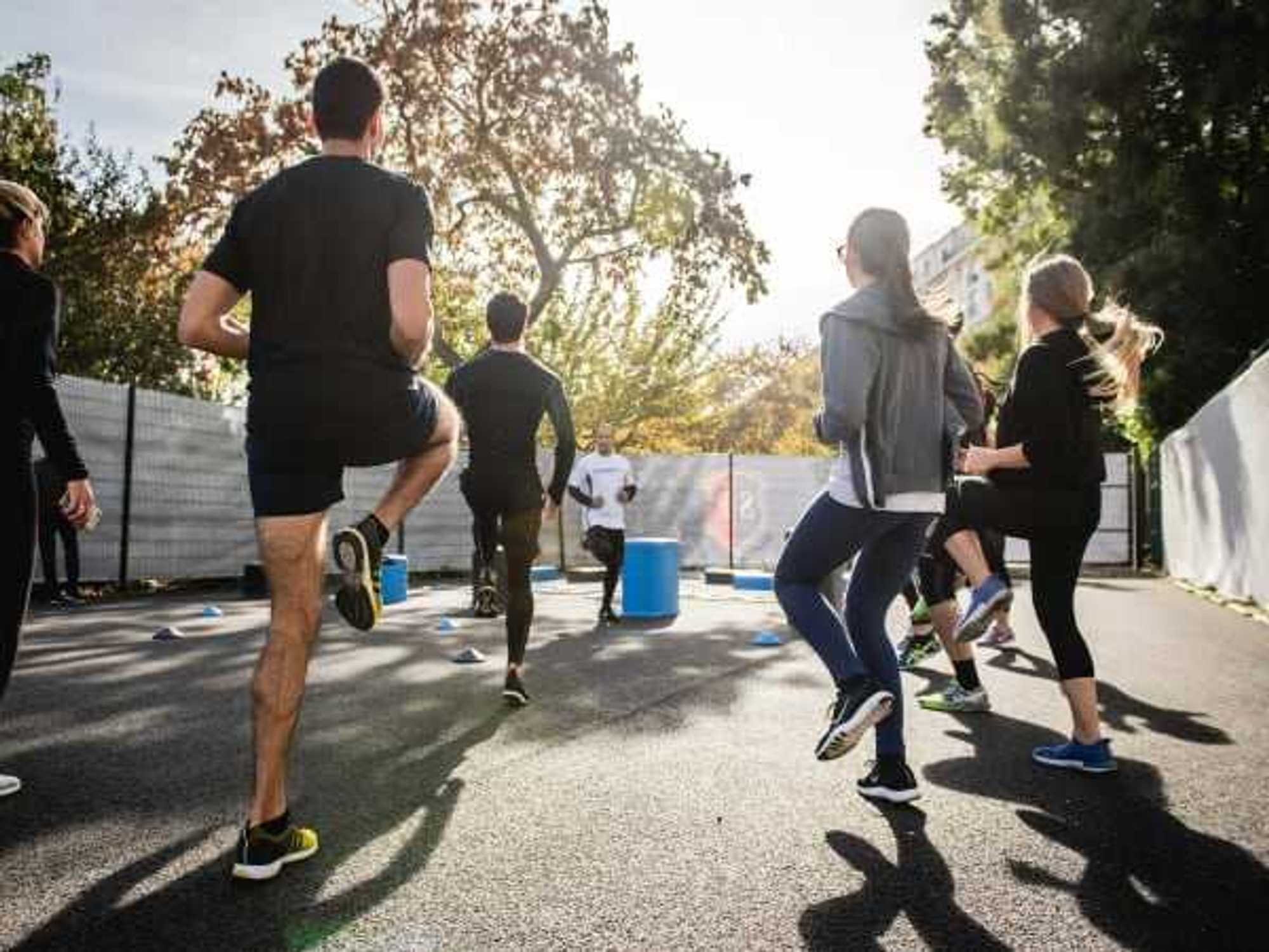 People exercising