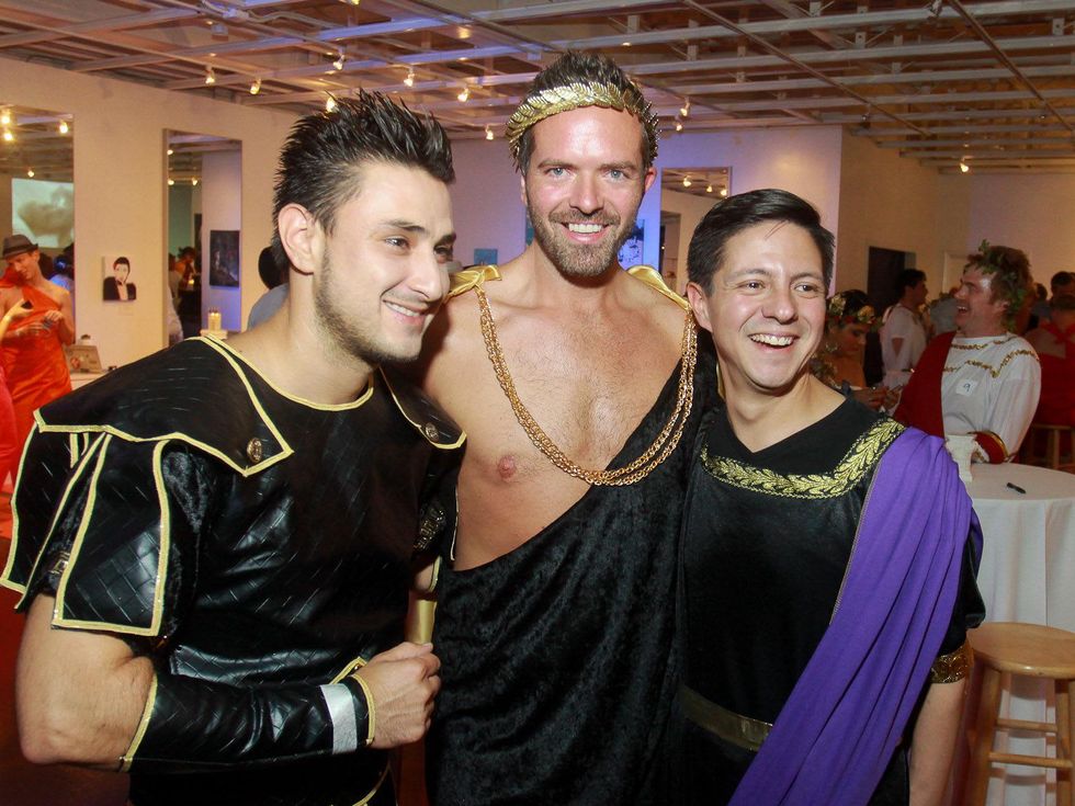 Pepe Jaramillo, from left, Paul Pettie and Nick Espinosa at toga party at Craft Salon benefiting Bering Omega