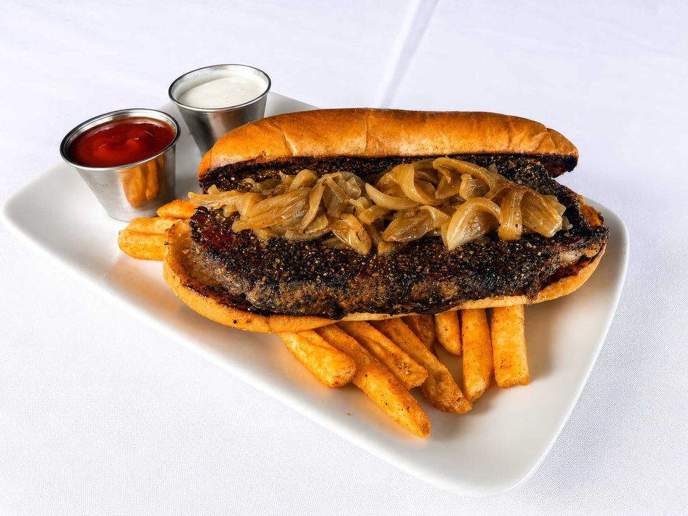 Perry's Steakhouse caramelized prime rib sandwich