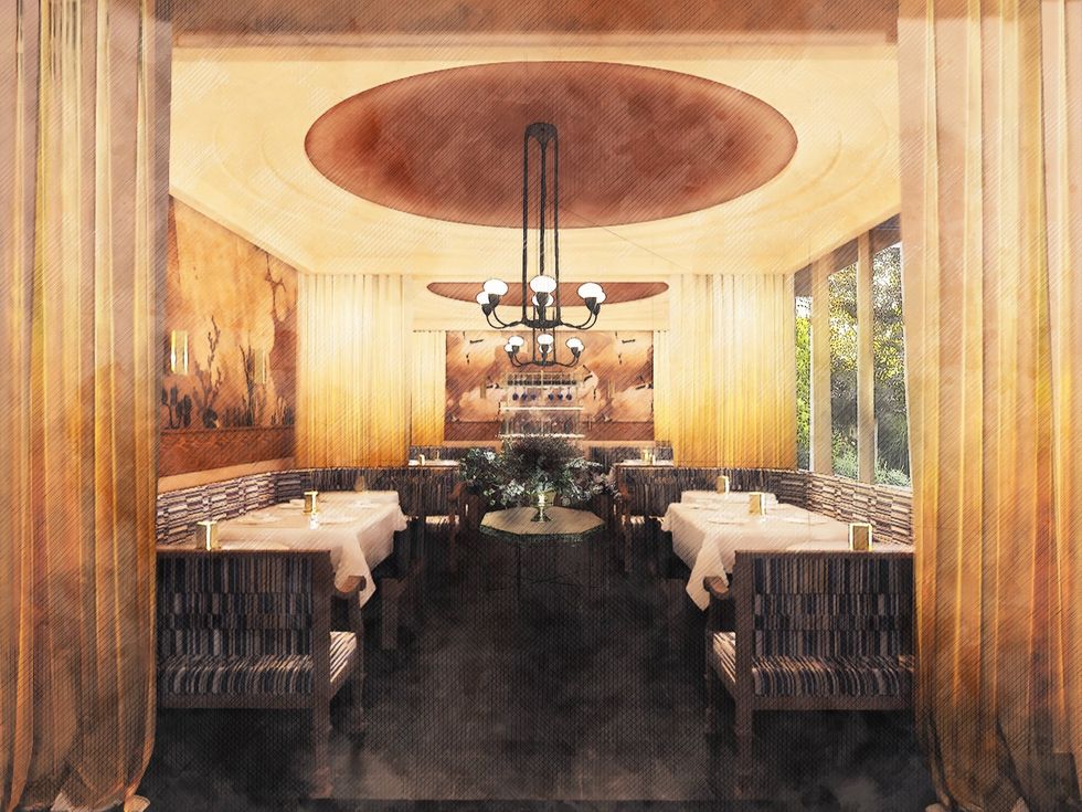 Perseid restaurant interior rendering Hotel Saint Augustine