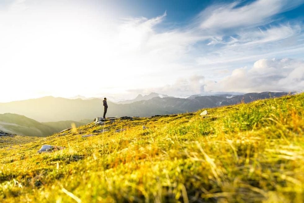 Person hiking in Alaska