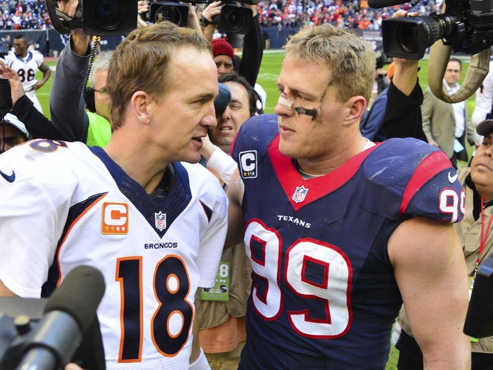 Peyton Manning J.J. Watt meet Texans