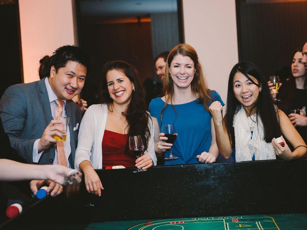 Phat Piron, from left, Camila Montealegre, Jacqueline Hensler and Grace Piron at Houston Symphony Young Professionals Backstage's Luck be a Lady event November 2013