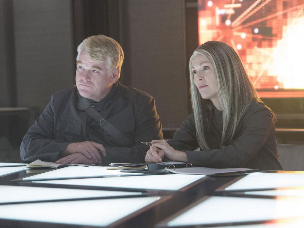 Philip Seymour Hoffman and Julianne Moore in The Hunger Games: Mockingay - Part 1