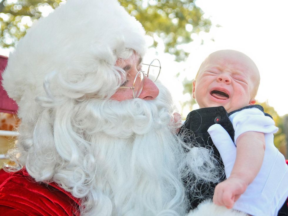 Photos with Santa, crying baby, December 2012