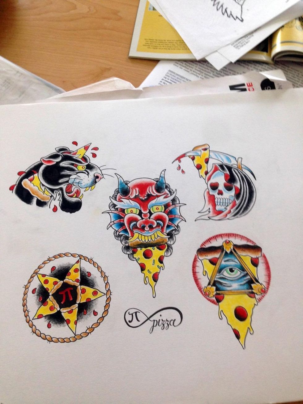 Pi Pizza Truck new tattoos white background November 2013