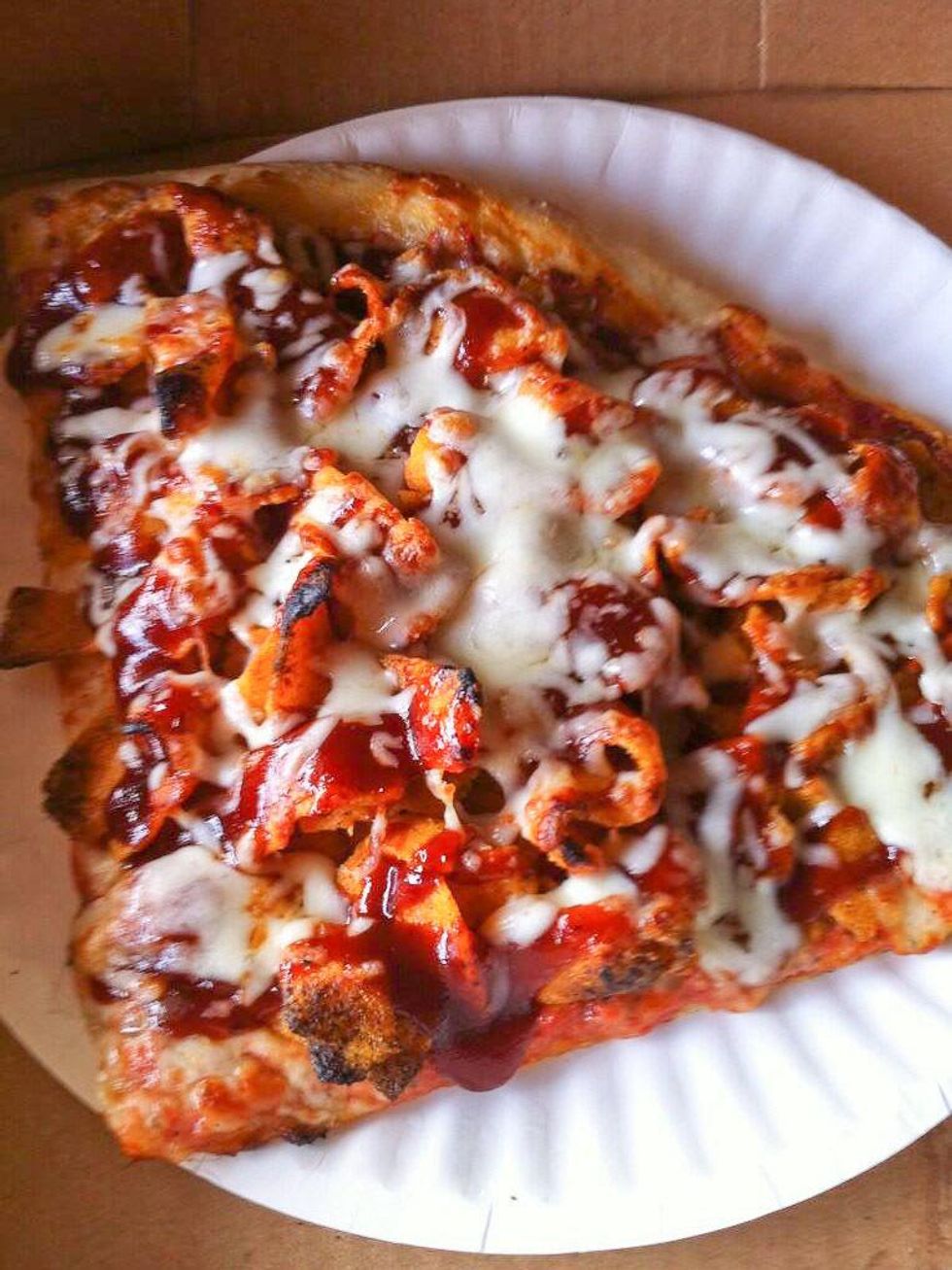 Pi Pizza Truck pizza slice on paper plate