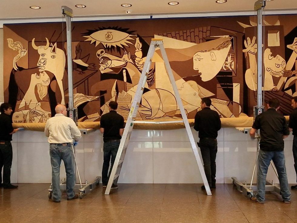 Picasso tapestry installation, February 2013