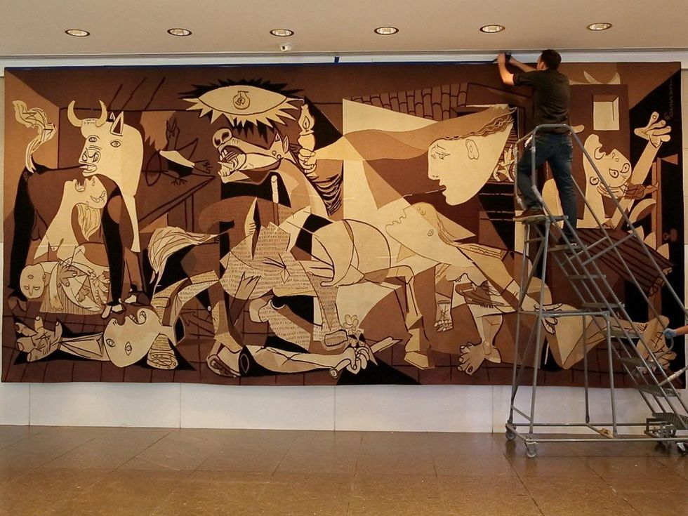 Picasso tapestry installation, February 2013