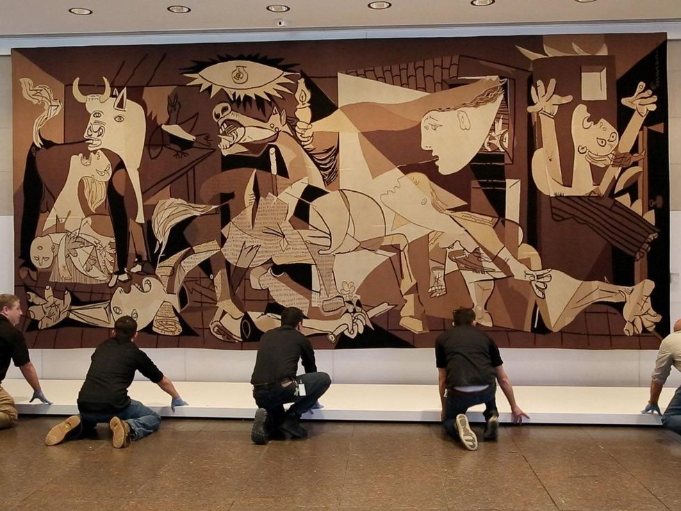 Picasso tapestry installation, February 2013