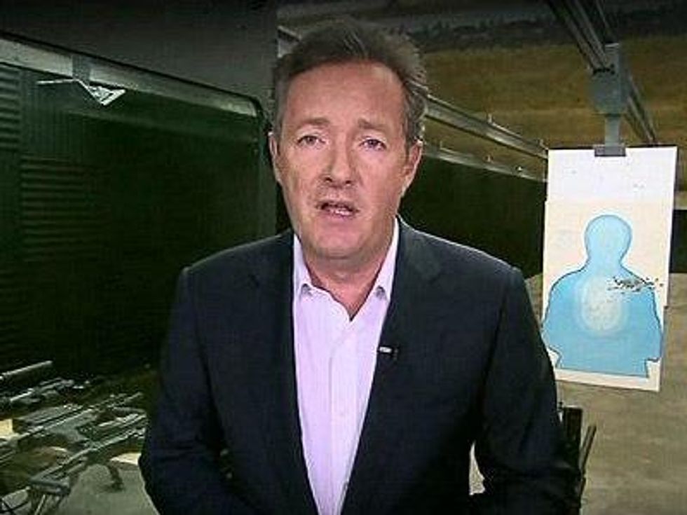 Piers Morgan, Guns in America, Katy filming, February 2013