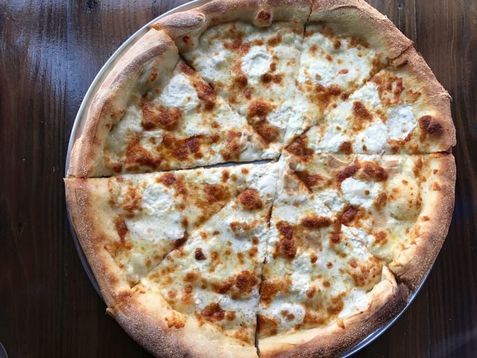 Pizaro's New York style pizza smoked mozzarella