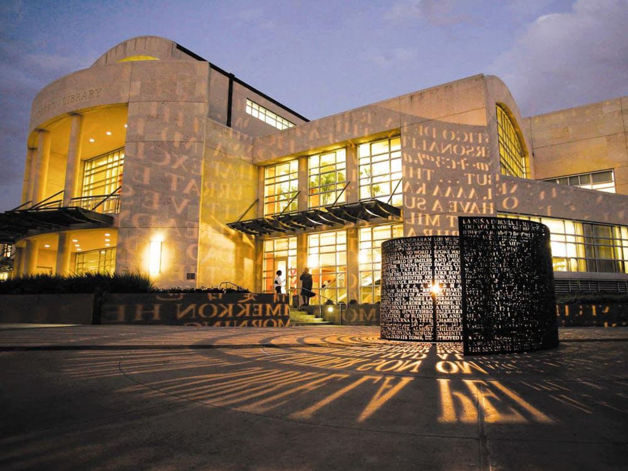 Places-Unique-University of Houston-library-exterior-night