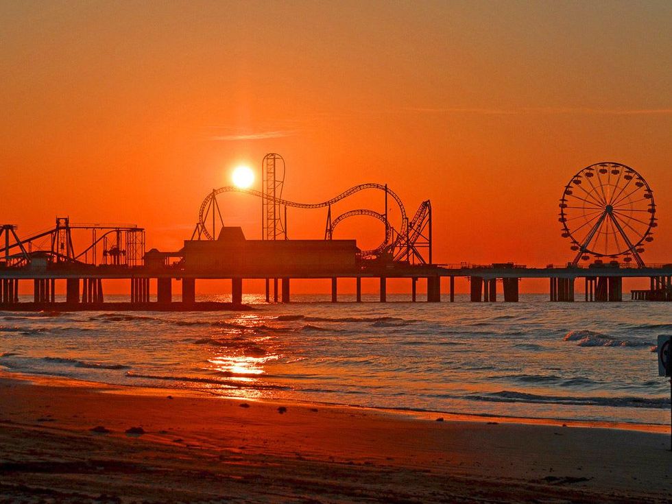 Pleasure Pier, Galveston, sunrise, sunset