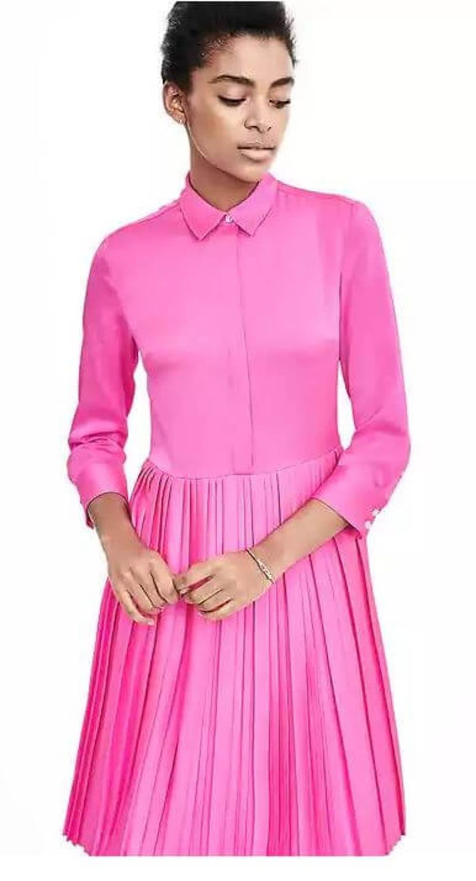 Pleat-Skirt Shirtdress