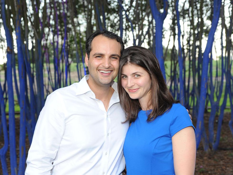 Polidoros Trejos and Paraskevi Saliagas at HAA's Under The Blue Trees Pop-Up Party October 2013