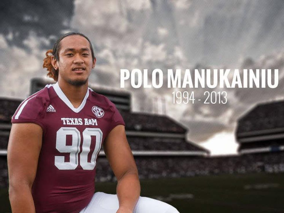 Polo Manukainiu Texas A&M football player obit photo
