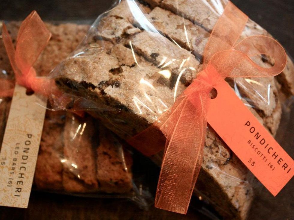 Pondicheri chocolate coffee almond biscotti