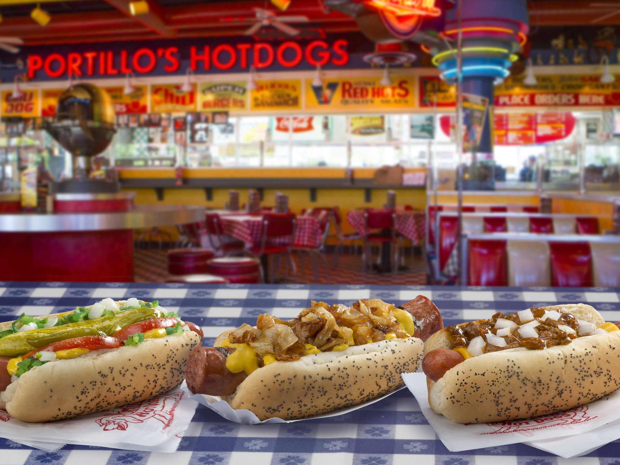 Portillo's hot dog trio