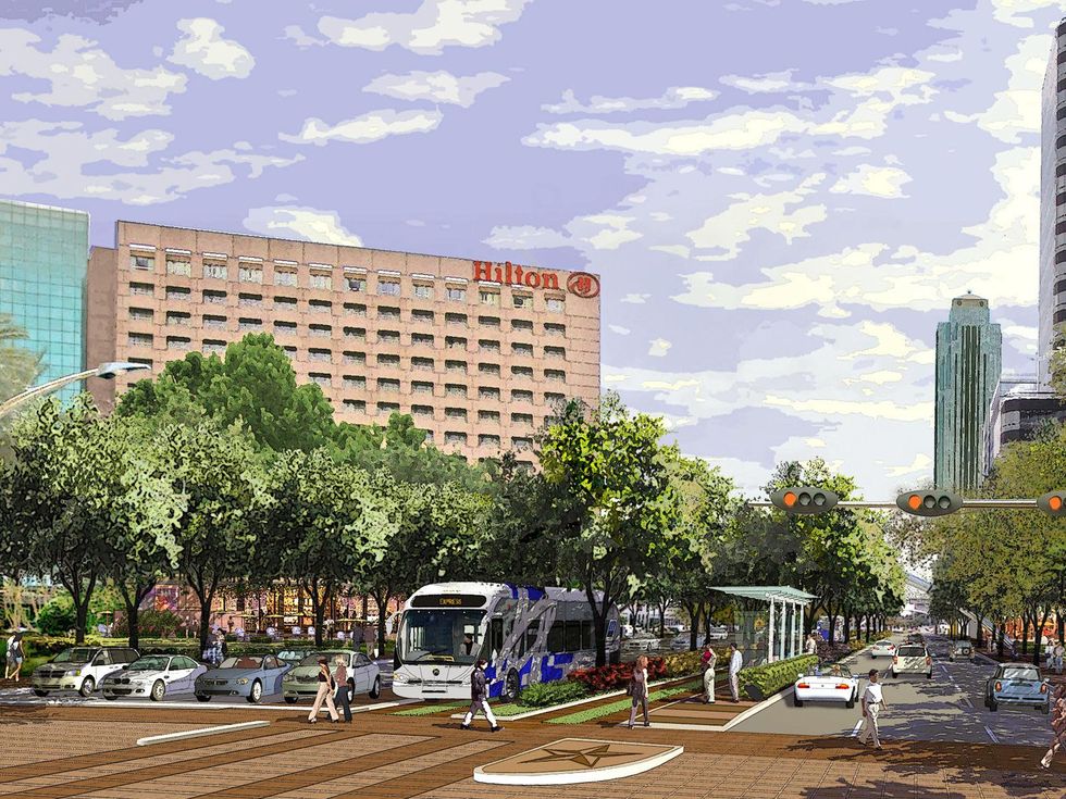 Post Oak Boulevard, future transit, bus, January 2013