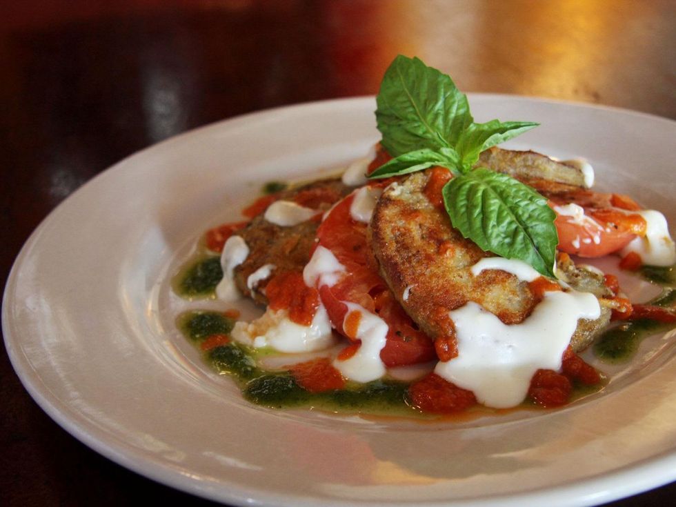 Prego Melanzana Parmigiana, Parmesan-crusted eggplant with mozzarella