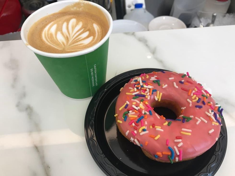 Prelude Coffee flat white doughnut