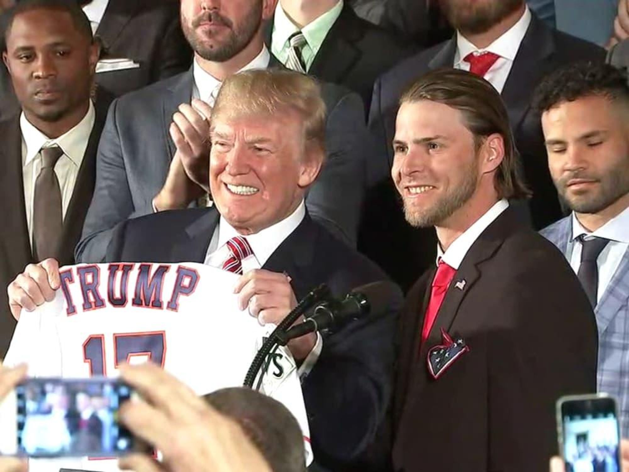 President Trump holding Astros jersey