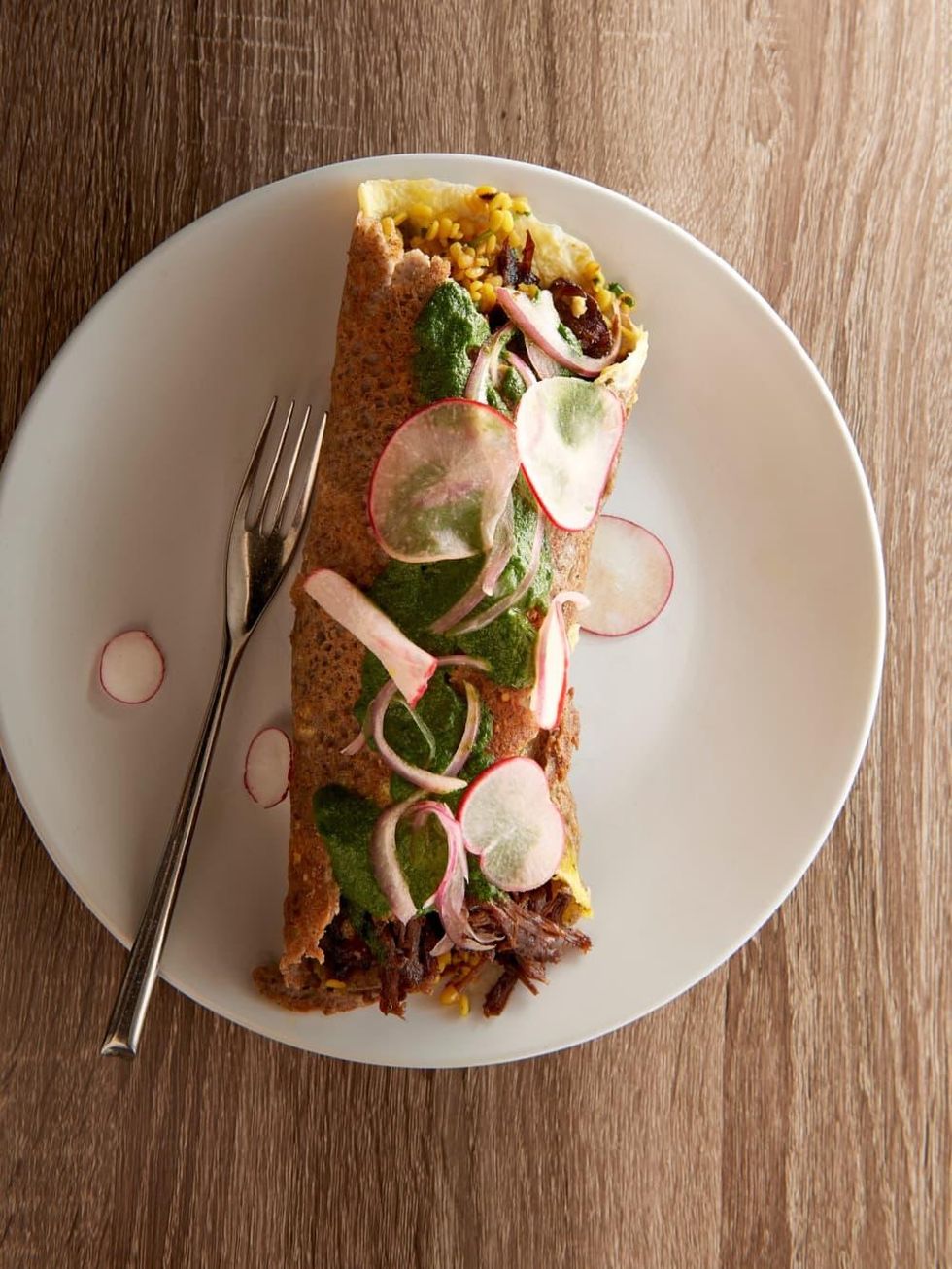 Provisions brunch lamb and egg dosa