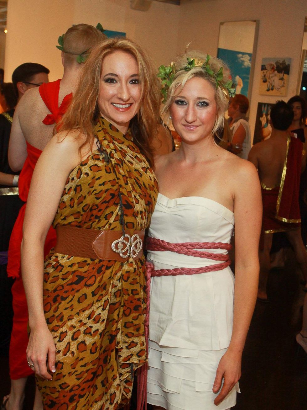 Rachael Holland, left, and Elizabeth Holland at toga party at Craft Salon benefiting Bering Omega