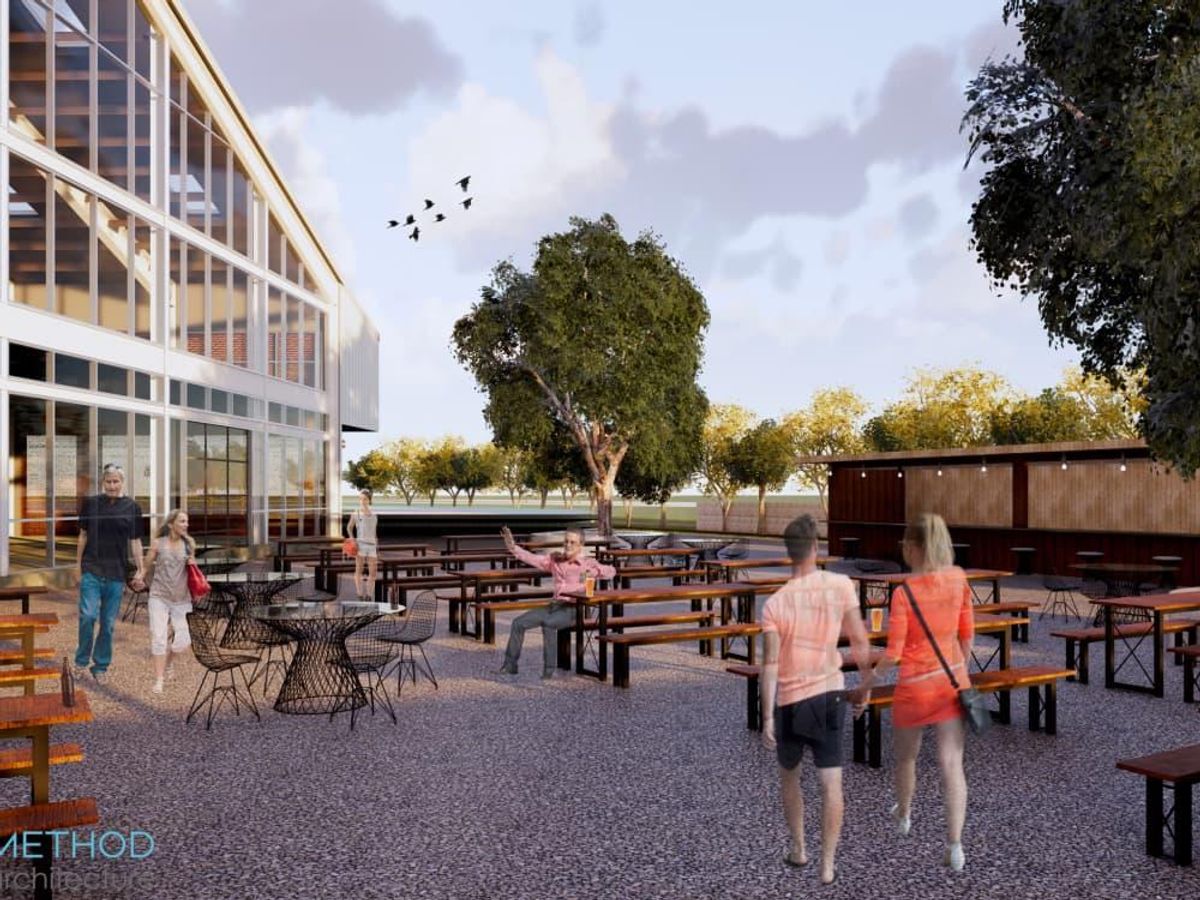 A rendering of the future beer garden. - CultureMap Houston