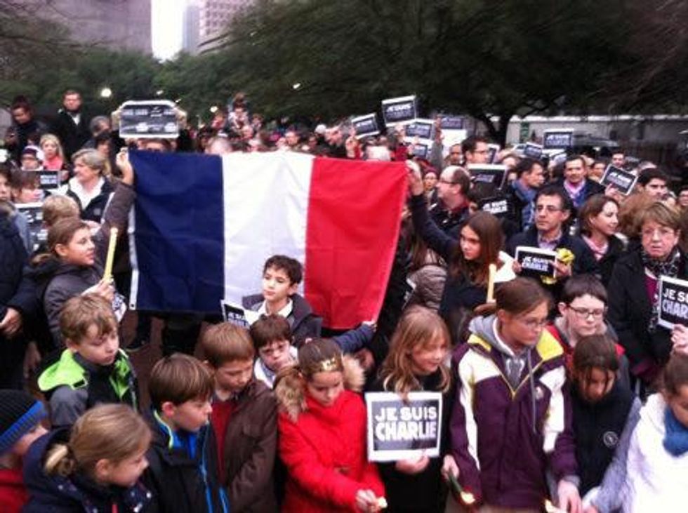 Rally in support of France at Sam Houston Park