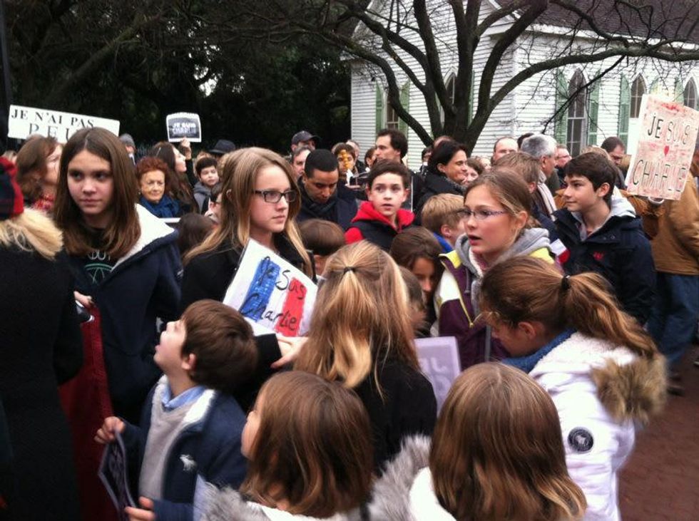 Rally in support of France at Sam Houston Park