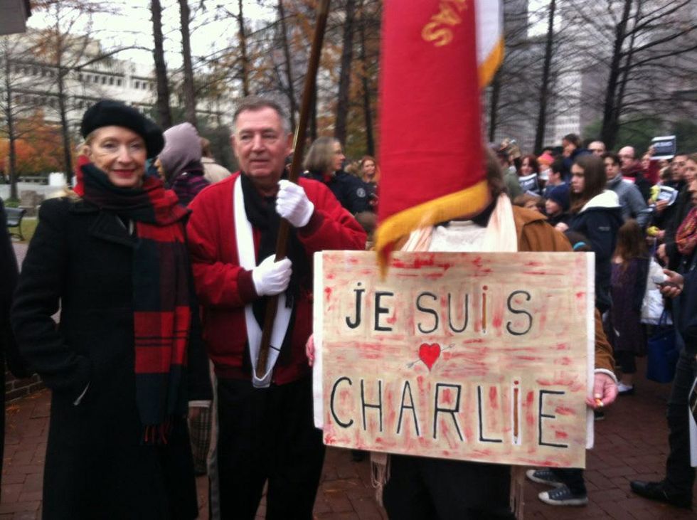 Rally in support of France at Sam Houston Park