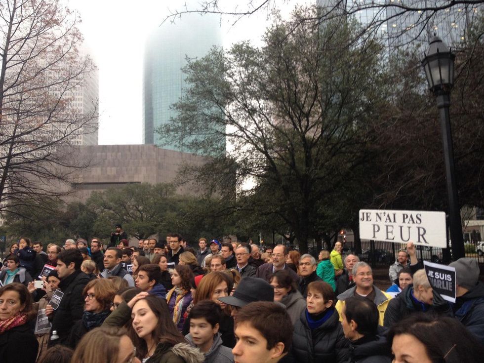 Rally in support of France at Sam Houston Park